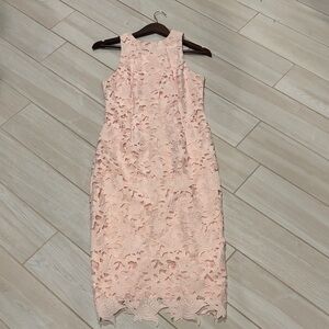 ANTONIO MELANI Blush Lace Midi Dress